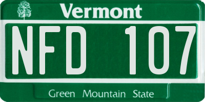 VT license plate NFD107