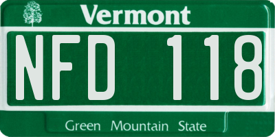 VT license plate NFD118
