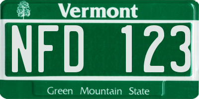 VT license plate NFD123