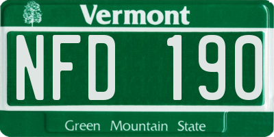 VT license plate NFD190