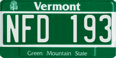 VT license plate NFD193