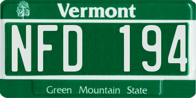 VT license plate NFD194