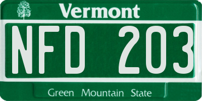 VT license plate NFD203