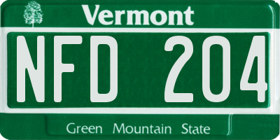 VT license plate NFD204