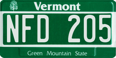 VT license plate NFD205