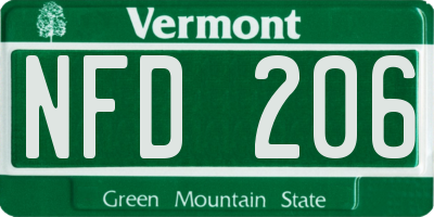 VT license plate NFD206