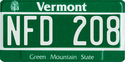 VT license plate NFD208