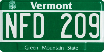VT license plate NFD209