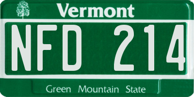 VT license plate NFD214