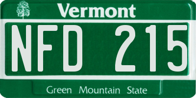VT license plate NFD215