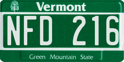 VT license plate NFD216