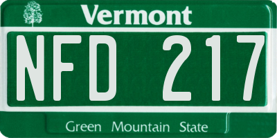 VT license plate NFD217