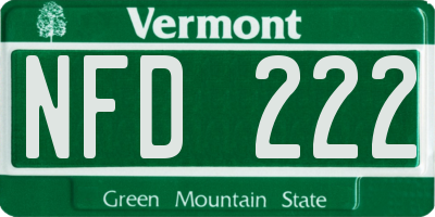 VT license plate NFD222