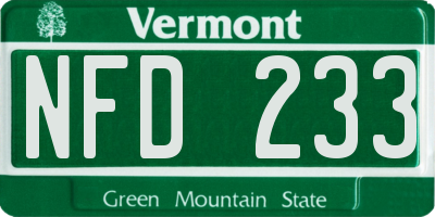 VT license plate NFD233
