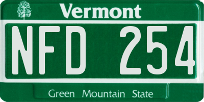 VT license plate NFD254