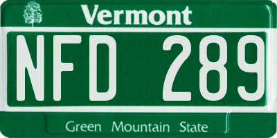 VT license plate NFD289