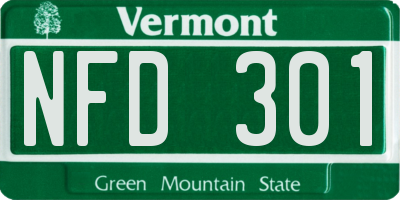 VT license plate NFD301