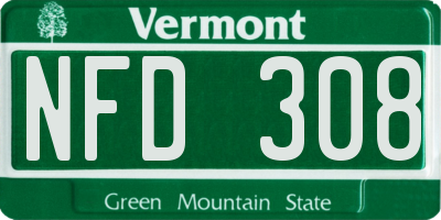 VT license plate NFD308