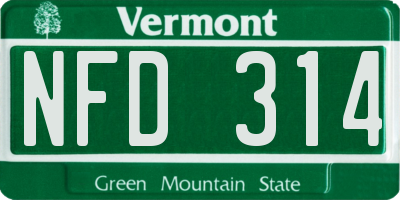 VT license plate NFD314