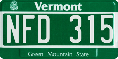 VT license plate NFD315