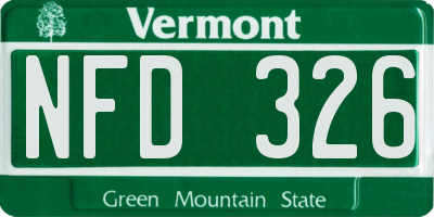 VT license plate NFD326