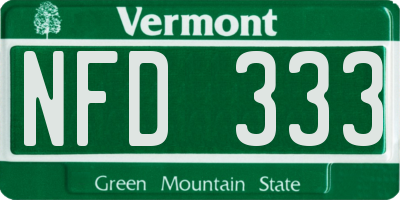 VT license plate NFD333