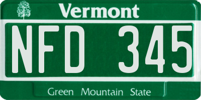 VT license plate NFD345