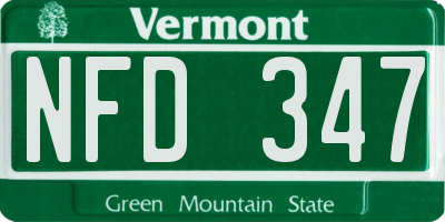 VT license plate NFD347