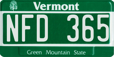VT license plate NFD365