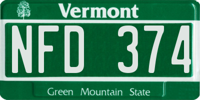 VT license plate NFD374
