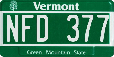 VT license plate NFD377