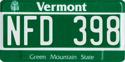 VT license plate NFD398