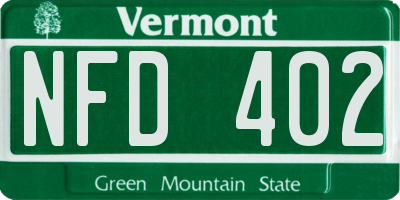 VT license plate NFD402