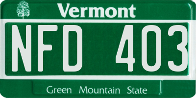 VT license plate NFD403