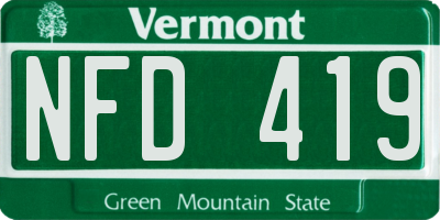VT license plate NFD419