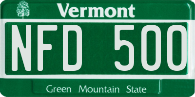VT license plate NFD500