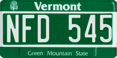 VT license plate NFD545