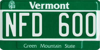 VT license plate NFD600