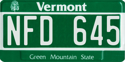 VT license plate NFD645
