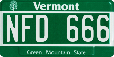 VT license plate NFD666