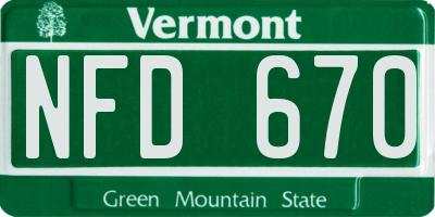 VT license plate NFD670