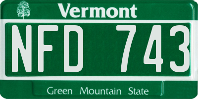 VT license plate NFD743