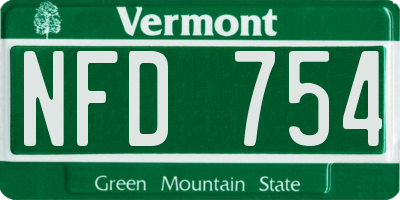 VT license plate NFD754