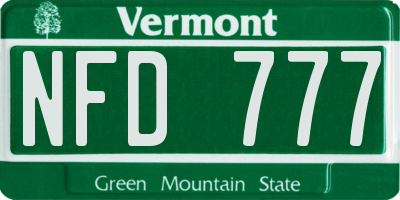 VT license plate NFD777