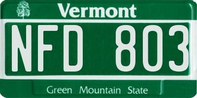 VT license plate NFD803