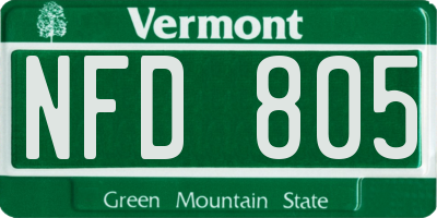 VT license plate NFD805