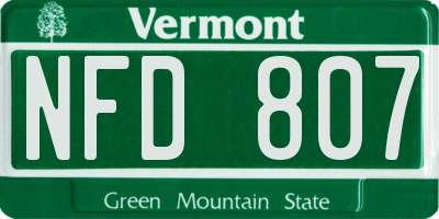 VT license plate NFD807