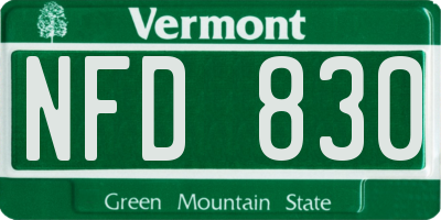 VT license plate NFD830