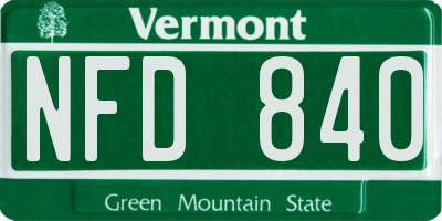 VT license plate NFD840
