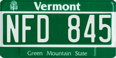 VT license plate NFD845